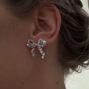 Golden Ribbon Bow Chic & Feminine Glam Earrings